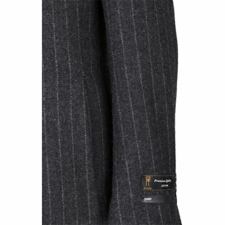 スーツセレクト 【WEB限定/OUTLET】【SKINNY】ウールブレンド チェスターコート/グレー×ホワイトストライプ/バイウォーム/BISHU JAPAN FABRIC グレー系(灰)
