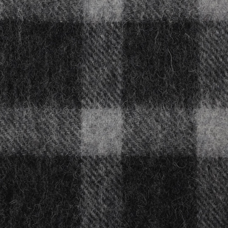 ソノタ  ウールカシミヤマフラー/ブラック＆グレー×チェック/ウォシャブル/30cm×170cm 黒