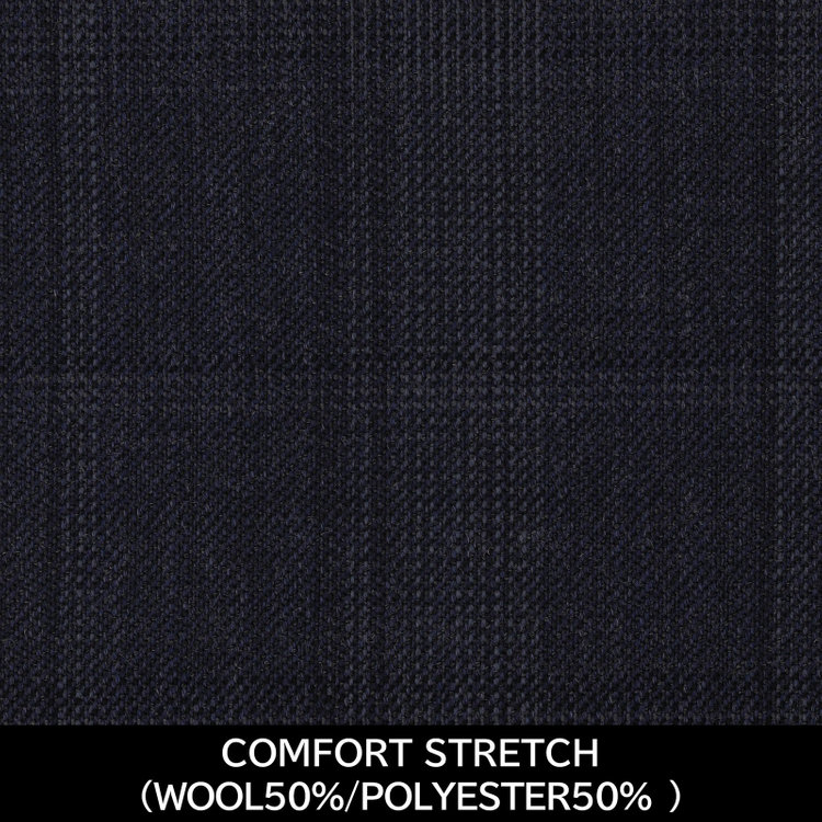 スーツセレクト 【国内縫製】【MEN'S】【パターンオーダー】【SLIM TAPERED】【秋冬】スーツ/ネイビー×チェック/COMFORT STRETCH (WOOL50%/POLYESTER50%) ネイビー系(紺)