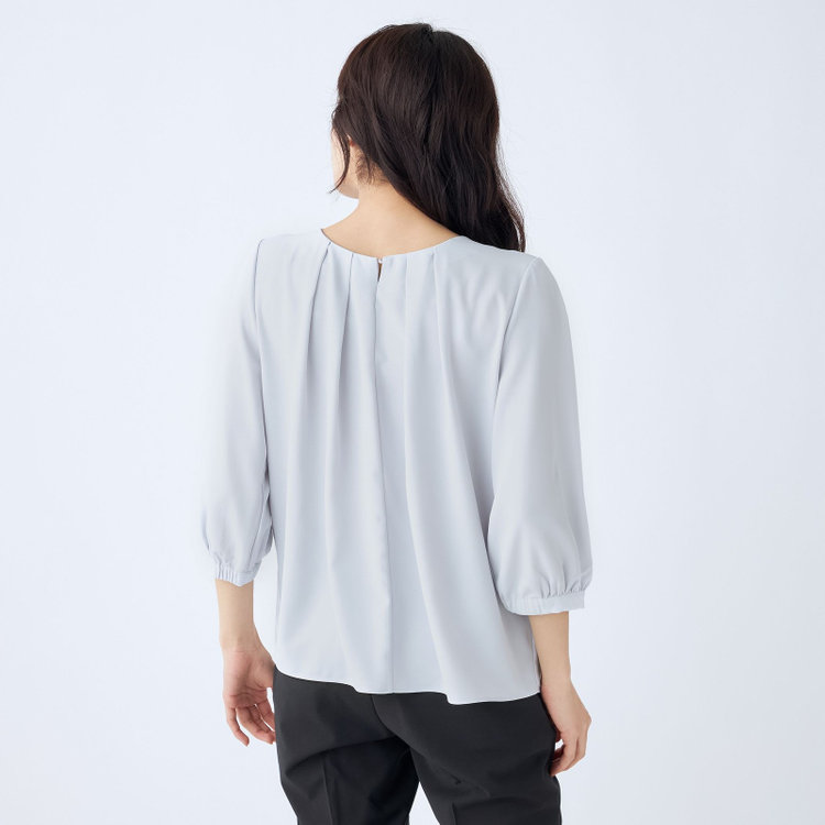 シルバーライン 【SILVER LINE/7分袖】前後2WAYクルーネックプルオーバー/グレー/「ウォッシャブル可能」「2WAYストレッチ」「防シワ」「UV加工」「接触冷感」 グレー淡色