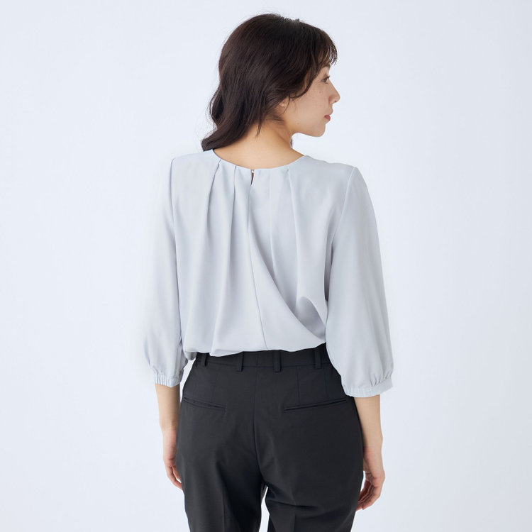 シルバーライン 【SILVER LINE/7分袖】前後2WAYクルーネックプルオーバー/グレー/「ウォッシャブル可能」「2WAYストレッチ」「防シワ」「UV加工」「接触冷感」 グレー淡色