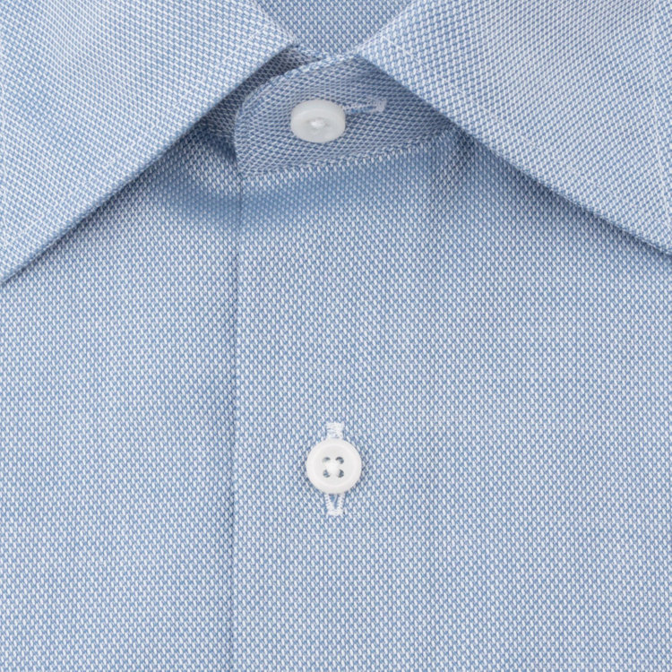 シルバーライン 【SILVER LINE】【形態安定】ワイドドレスワイシャツ/ブルー×ドビー 青中間