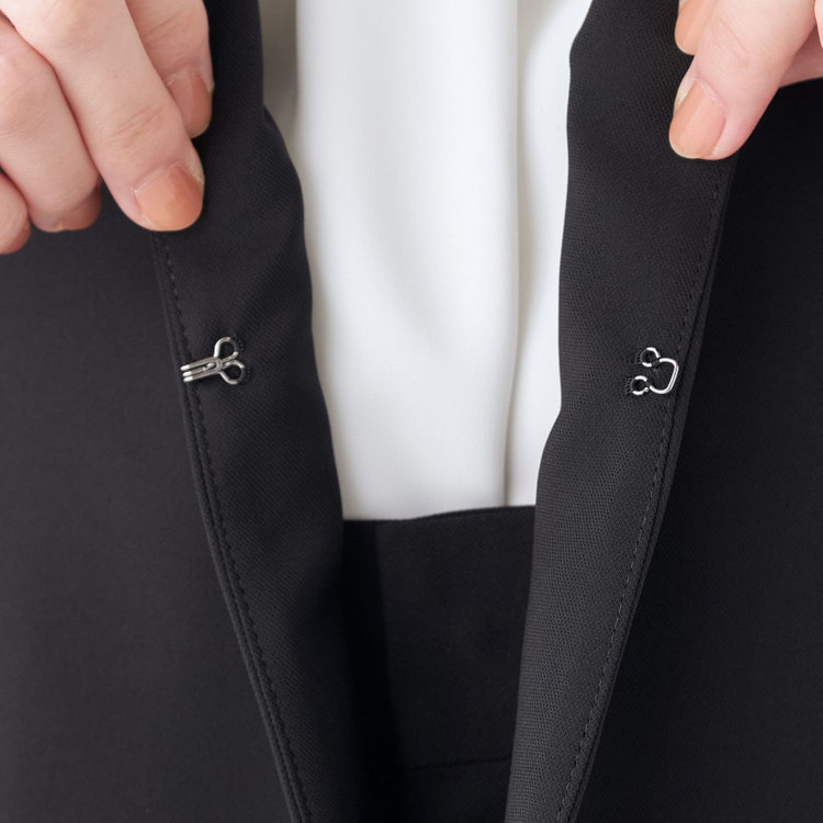 シルバーライン 【SL】【春夏】ノーカラー七分袖ジャケット/ブラック/ウォッシャブル 黒