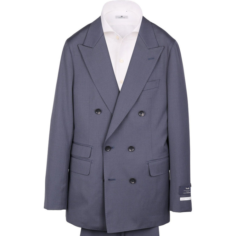 スーツセレクト 【発送在庫あり】【CLASSICO TAPERED】【春夏】6釦2掛けダブルスーツ 1タック/ネイビー/MARZOTTO ネイビー系(紺)