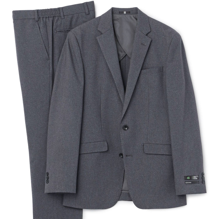 ブラックライン 【SLIM TAPERED_2】【年間】2釦シングルスーツ 0タック/グレー/ウエストシャーリング/4S SUSTAINABILITY&ECOLOGY FABRIC/ウォッシャブル/※パンツ裾上げ済仕様 グレー中間