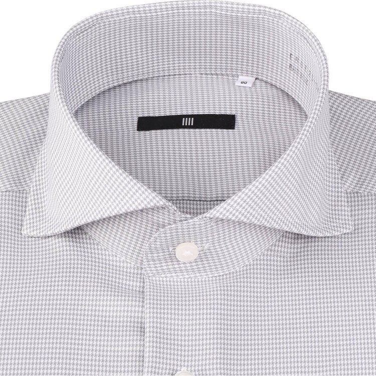 ブラックライン 【WEB限定/OUTLET】【BLACK LINE】【形態安定】ホリゾンタルワイドカラードレスワイシャツ/グレー＆ホワイト×ハウンドトゥース/Oil guard グレー系(灰)