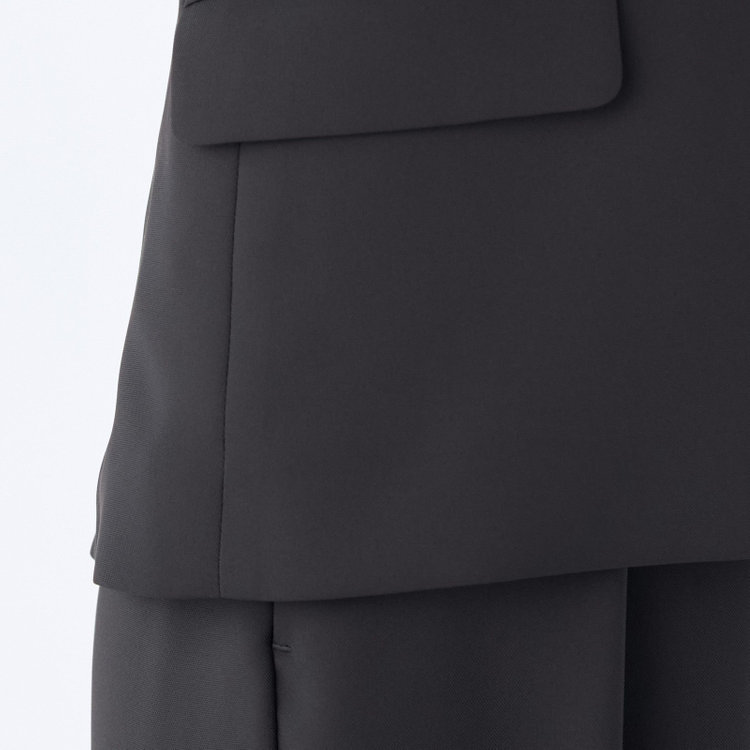 シルバーライン 【SL】【春夏】ノーカラー七分袖ジャケット/ブラック/ウォッシャブル 黒