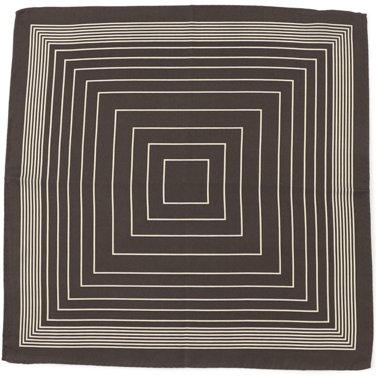 シルバーライン シルクポケットチーフ/ブラウン×ベージュスクエア 茶中間