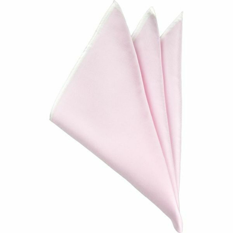 スーツセレクト シルクポケットチーフ/ピンク+ホワイトトリミング/MADE IN JAPAN ピンク系(桃)