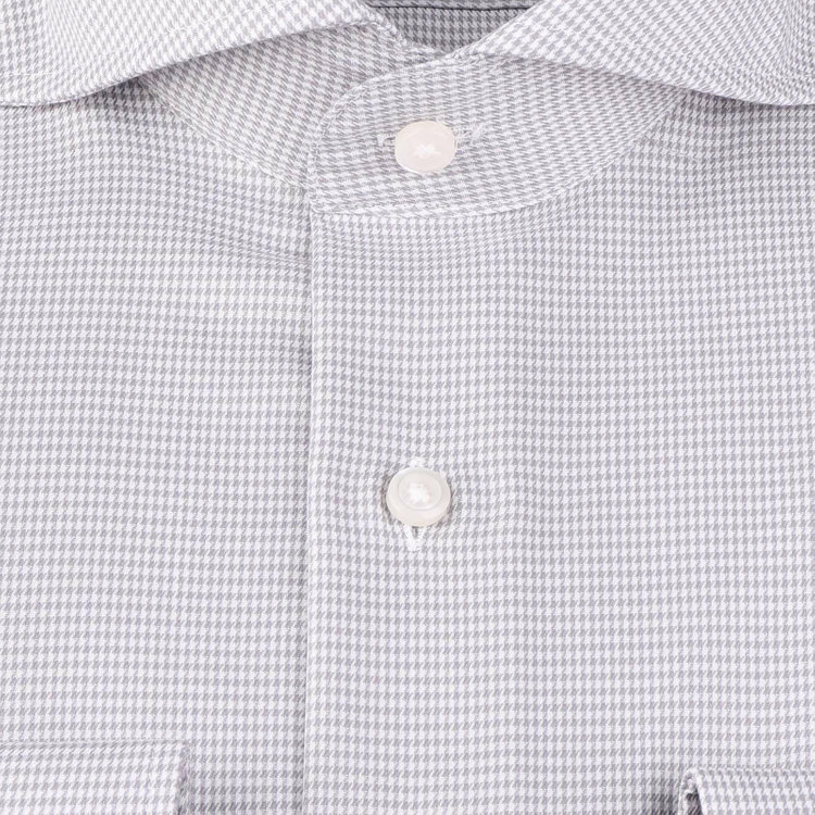 ブラックライン 【WEB限定/OUTLET】【BLACK LINE】【形態安定】ホリゾンタルワイドカラードレスワイシャツ/グレー＆ホワイト×ハウンドトゥース/Oil guard グレー系(灰)