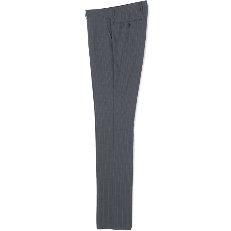 ブラックライン 【KSW】【春夏】スペアパンツ付き/2釦シングルスーツ 0タック/グレー×ストライプ/WASHABLE SUIT/※パンツ裾直し必要 グレー中間