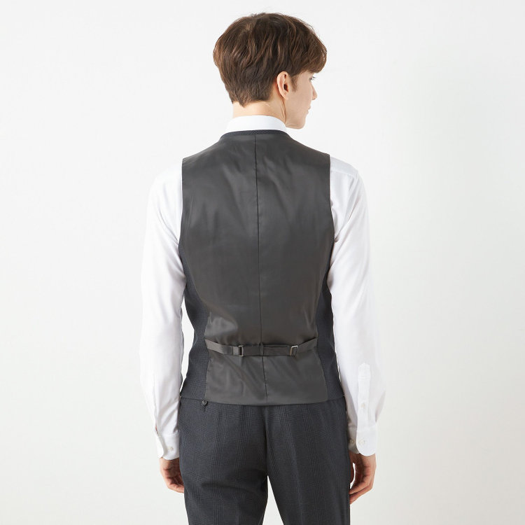 シルバーライン 【CLASSICO TAPERED】【秋冬】2釦シングルスリーピーススーツ 1タックテーパードパンツ/グレー×チェック/ウエストムーブ/4S SUSTAINABILITY&ECOLOGY FABRIC/※パンツ裾上げ済仕様 グレー濃色