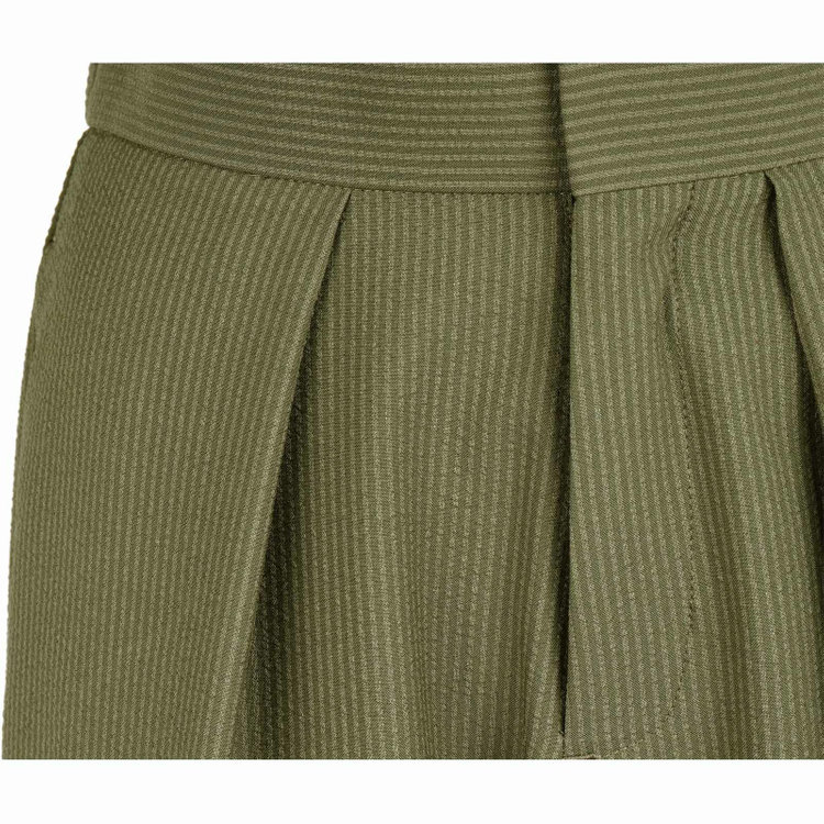 ブラックライン 【SL】【春夏】ワイドパンツ/オリーブグリーン+シアサッカー/裾上げ済仕様/ウォッシャブル グリーン系(緑)