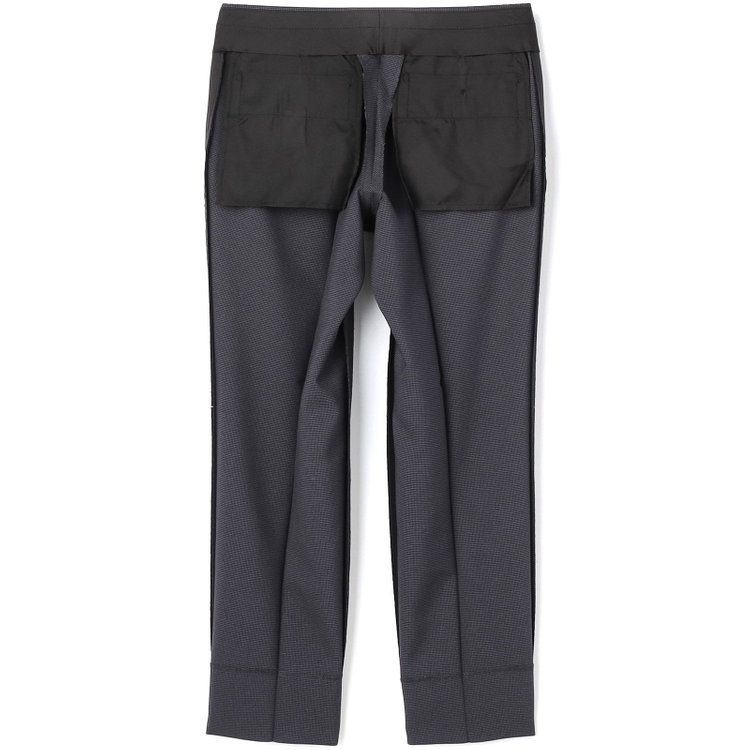 ブラックライン 【SLIM TAPERED】【年間】ウォッシャブル0タックテーパードパンツ/グレー×ハウンドトゥース/裾上げ済仕様 グレー中間