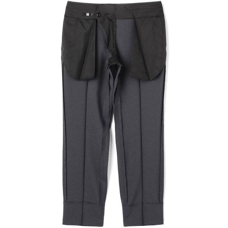 ブラックライン 【SLIM TAPERED】【年間】ウォッシャブル0タックテーパードパンツ/グレー×ハウンドトゥース/裾上げ済仕様 グレー中間