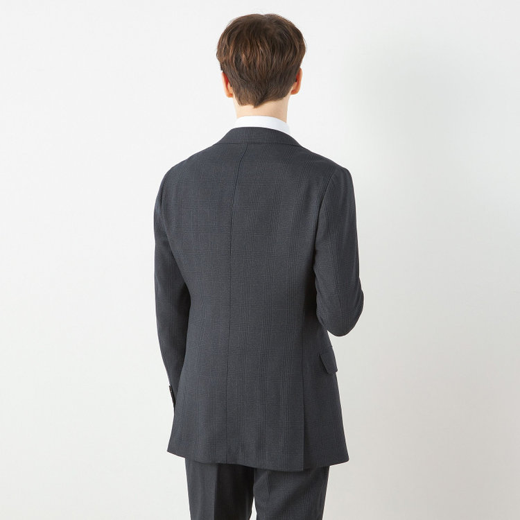 シルバーライン 【CLASSICO TAPERED】【秋冬】2釦シングルスリーピーススーツ 1タックテーパードパンツ/グレー×チェック/ウエストムーブ/4S SUSTAINABILITY&ECOLOGY FABRIC/※パンツ裾上げ済仕様 グレー濃色