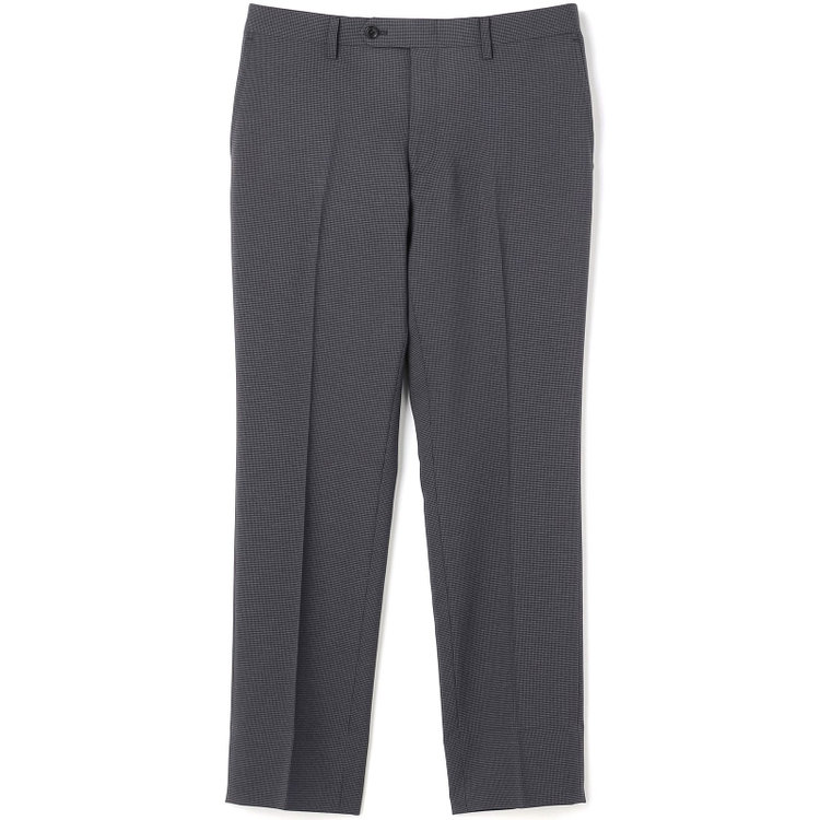 ブラックライン 【SLIM TAPERED】【年間】ウォッシャブル0タックテーパードパンツ/グレー×ハウンドトゥース/裾上げ済仕様 グレー中間