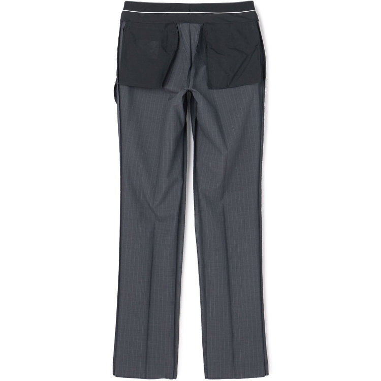 ブラックライン 【KSW】【春夏】スペアパンツ付き/2釦シングルスーツ 0タック/グレー×ストライプ/WASHABLE SUIT/※パンツ裾直し必要 グレー中間