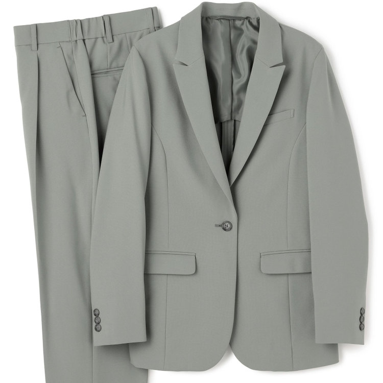 シルバーライン 【SL】【年間】1釦シングルパンツスーツ/グリーン/パンツウエストシャーリング/ウォッシャブル/※パンツ裾上げ済仕様 緑淡色