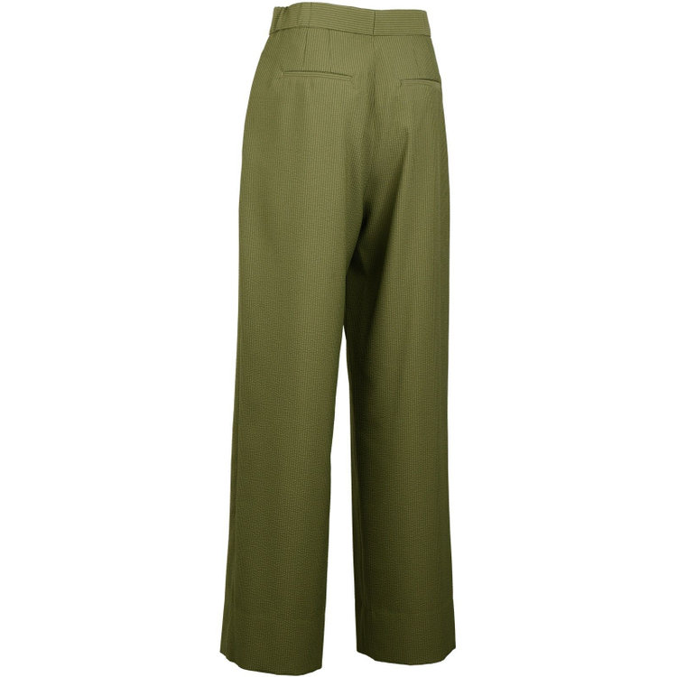 ブラックライン 【SL】【春夏】ワイドパンツ/オリーブグリーン+シアサッカー/裾上げ済仕様/ウォッシャブル グリーン系(緑)