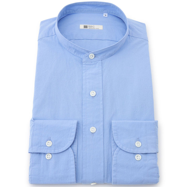 SUIT SELECT　アウトレット 【WEB限定/OUTLET/汚れ・キズ等有】【RBC】バンドカラーシャツ/ブルー 青中間