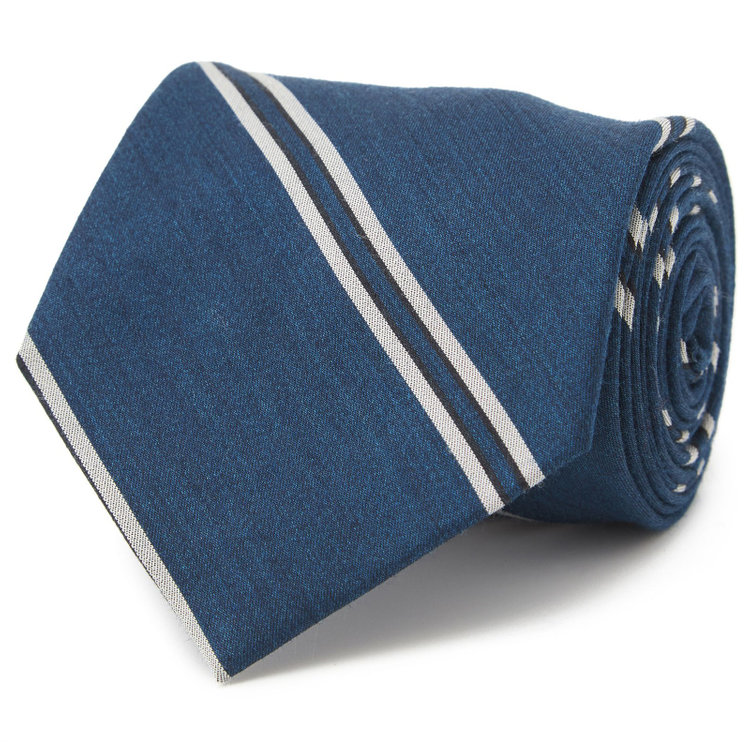 シルバーライン 【SILVER LINE】シルクウールストライプネクタイ 8.5cm幅/ネイビー/Finest fabrics by COMO ITALY その他