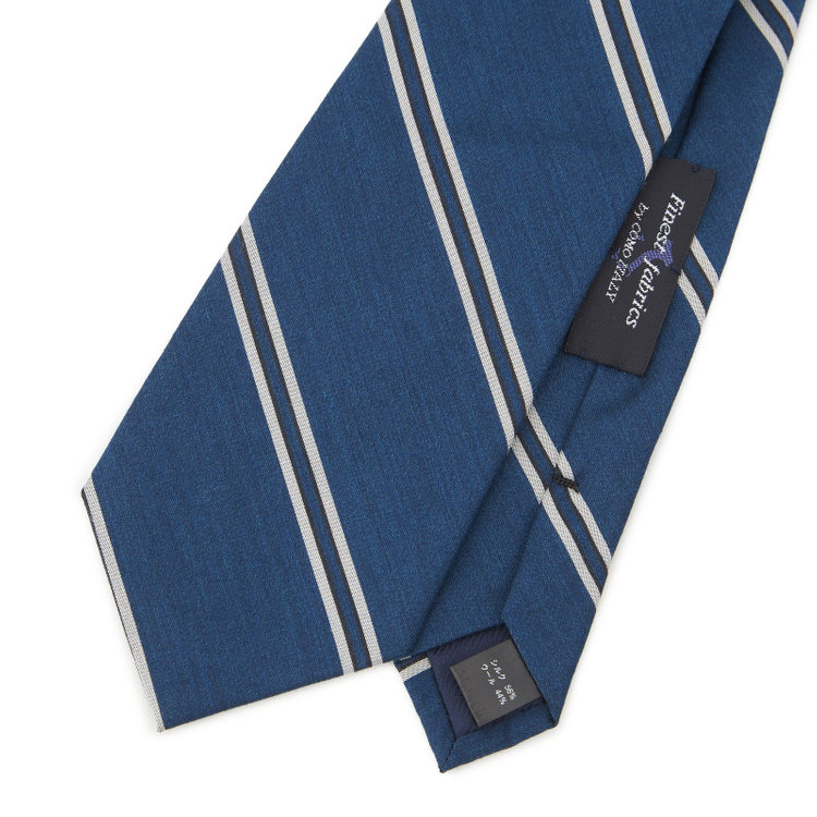 シルバーライン 【SILVER LINE】シルクウールストライプネクタイ 8.5cm幅/ネイビー/Finest fabrics by COMO ITALY その他