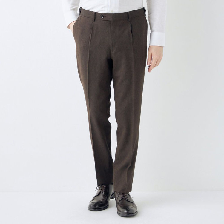 シルバーライン 【CLASSICO TAPERED】【春夏】1タックテーパードパンツ/ブラウン/ウエストムーブ仕様/4S SUSTAINABILITY&ECOLOGY FABRIC/※裾上げ済仕様 茶中間