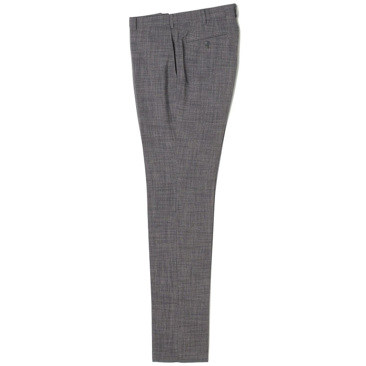 ブラックライン 【SLIM TAPERED】【春夏】0タックテーパードパンツ/グレー×スラブ/ウエストムーブ/4S SUSTAINABILITY&ECOLOGY FABRIC「ウォッシャブル」「ストレッチ」/※裾直し必要 グレー中間