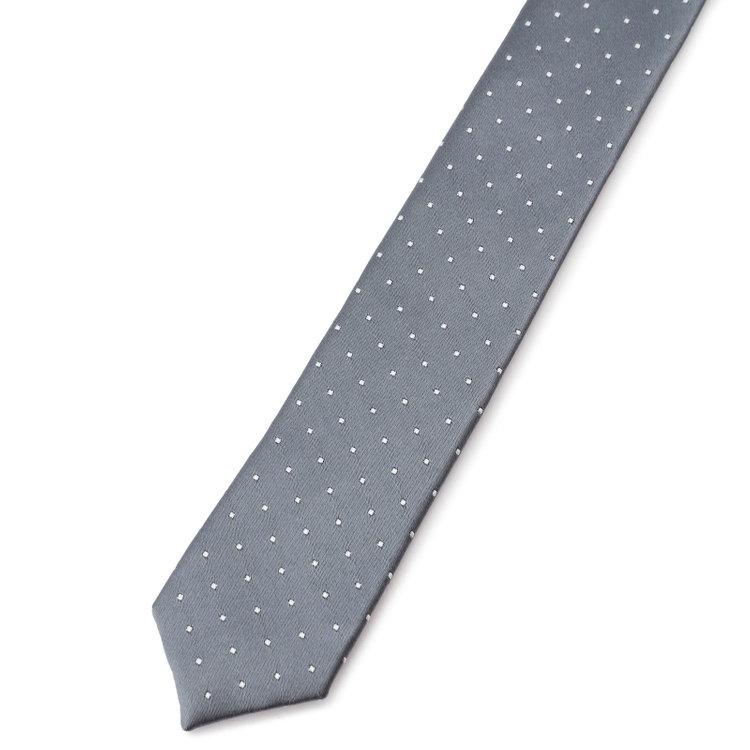 シルバーライン 【SILVER LINE】シルクドットネクタイ 8.5cm幅/グレー+ホワイト/JAPAN MADE その他