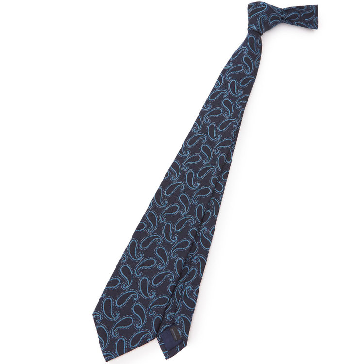 シルバーライン 【SILVER LINE】シルクコットンペイズリーネクタイ 8.5cm幅/ネイビー×ブルー/ITALIAN FABRICS その他