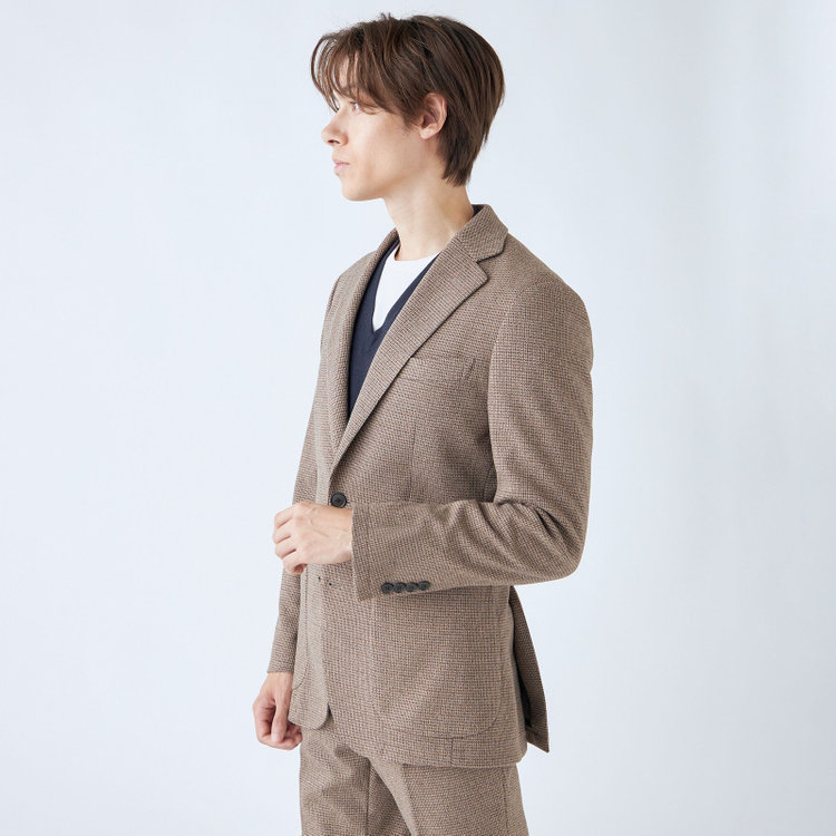 シルバーライン 【RBC】【秋冬】2釦ジャケット/ブラウン×チェック/パッチポケット/4S SUSTAINABILITY&ECOLOGY FABRIC 茶中間