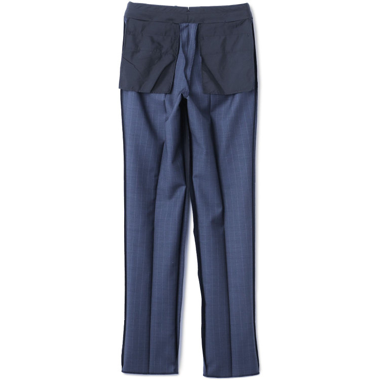 シルバーライン 【CLASSICO TAPERED】【春夏】3釦段返りシングルスーツ 2タック/ネイビー×ストライプ/ウエストムーブ仕様/MARZOTTO/※パンツ裾直し必要 紺淡色