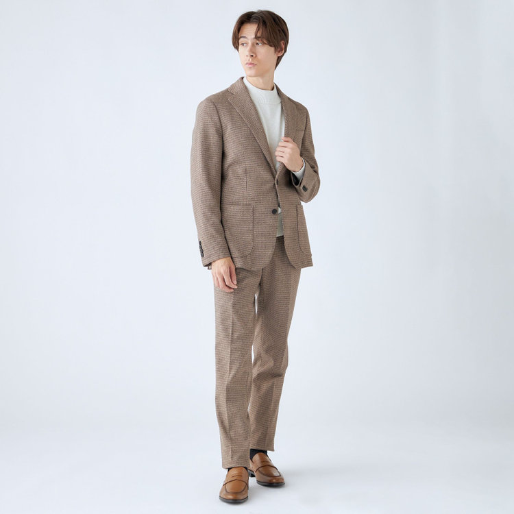 シルバーライン 【RBC】【秋冬】2釦ジャケット/ブラウン×チェック/パッチポケット/4S SUSTAINABILITY&ECOLOGY FABRIC 茶中間