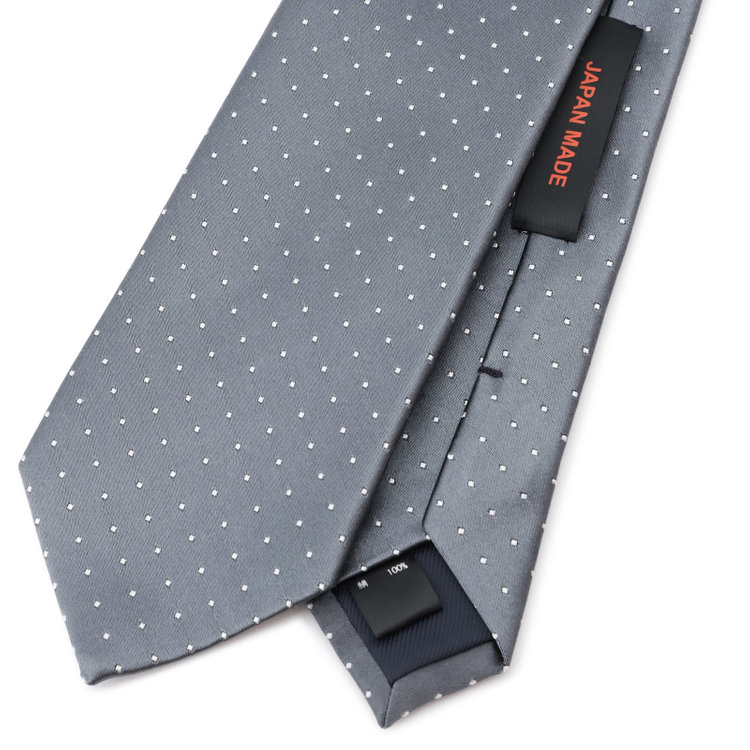 シルバーライン 【SILVER LINE】シルクドットネクタイ 8.5cm幅/グレー+ホワイト/JAPAN MADE その他
