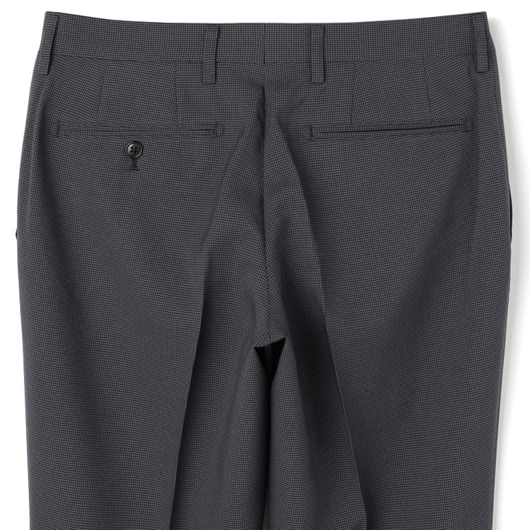 ブラックライン 【SLIM TAPERED】【年間】ウォッシャブル0タックテーパードパンツ/グレー×ハウンドトゥース/裾上げ済仕様 グレー中間