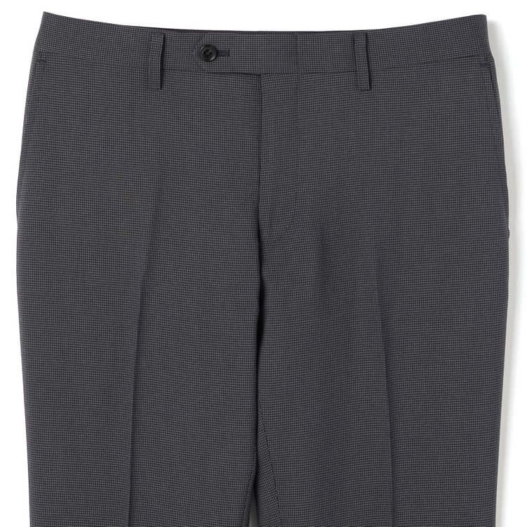 ブラックライン 【SLIM TAPERED】【年間】ウォッシャブル0タックテーパードパンツ/グレー×ハウンドトゥース/裾上げ済仕様 グレー中間