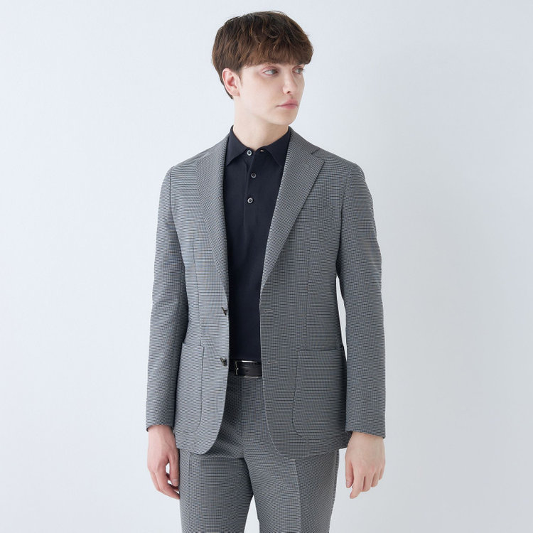 シルバーライン 【5DAYS CLOSET】【RBC】【春夏】2釦シングルジャケット/グレー×チェック/パッチポケット/4S SUSTAINABILITY&ECOLOGY FABRIC 紺中間