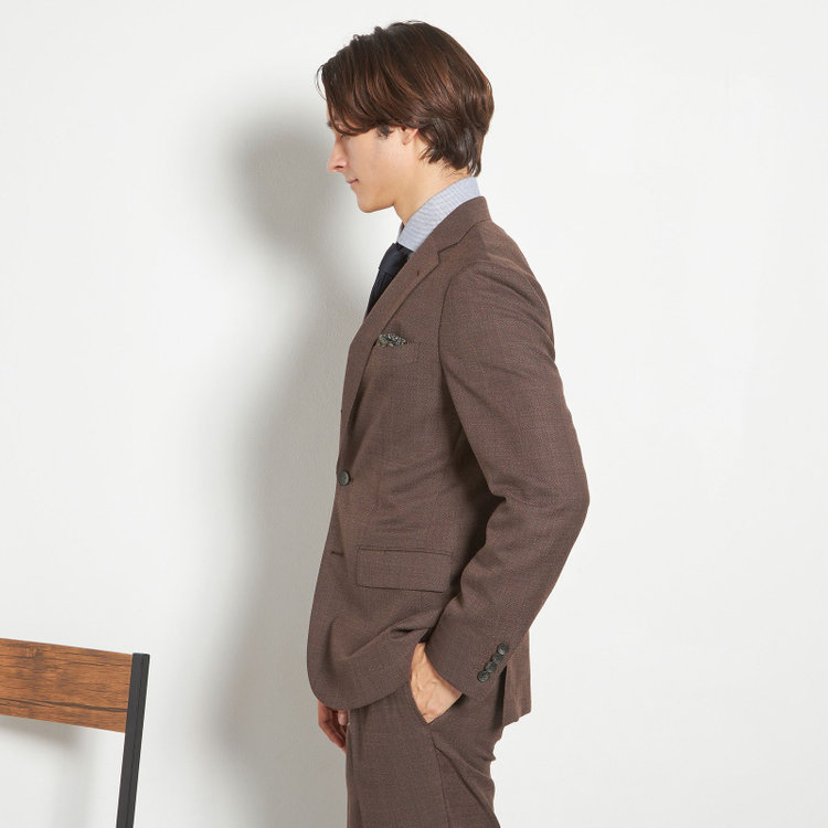 シルバーライン 【CLASSICO TAPERED】【春夏】3釦段返りシングルスーツ 2タック/ブラウン/NEW ZEALAND WOOL MIX/裾直し必要 赤濃色