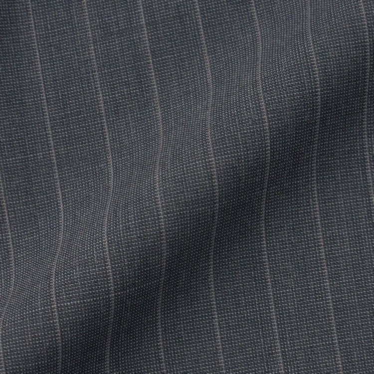ブラックライン 【KSW】【春夏】スペアパンツ付き/2釦シングルスーツ 0タック/グレー×ストライプ/WASHABLE SUIT/※パンツ裾直し必要 グレー中間