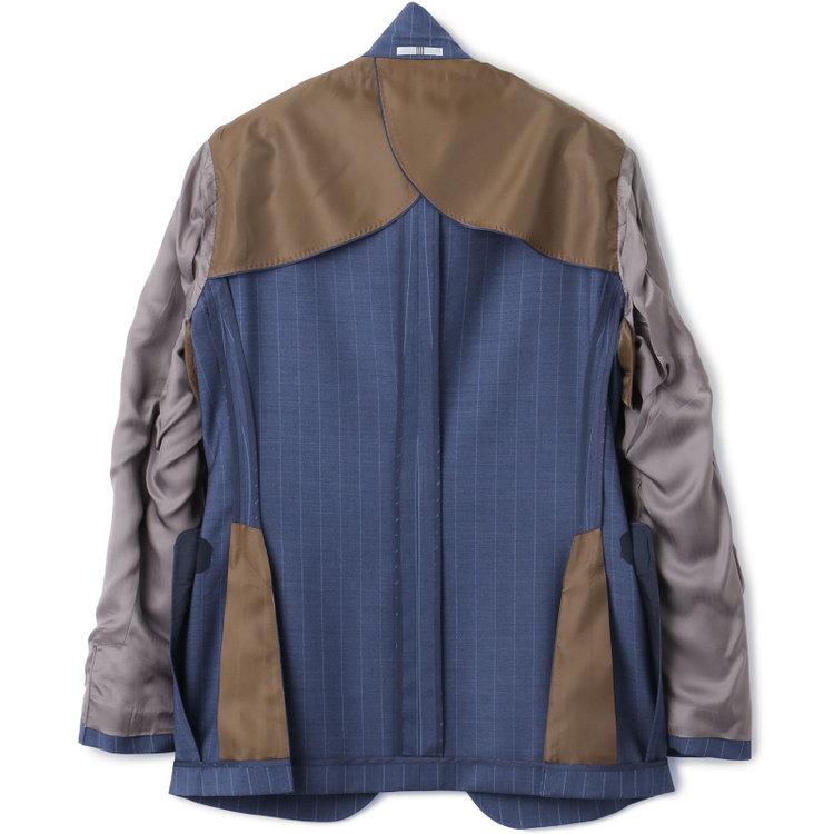 シルバーライン 【CLASSICO TAPERED】【春夏】3釦段返りシングルスーツ 2タック/ネイビー×ストライプ/ウエストムーブ仕様/MARZOTTO/※パンツ裾直し必要 紺淡色