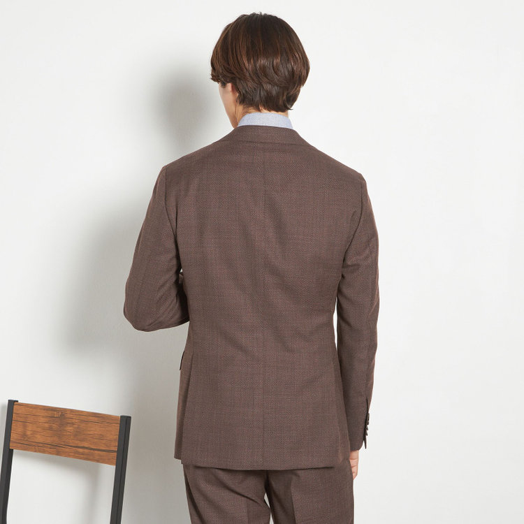 シルバーライン 【CLASSICO TAPERED】【春夏】3釦段返りシングルスーツ 2タック/ブラウン/NEW ZEALAND WOOL MIX/裾直し必要 赤濃色