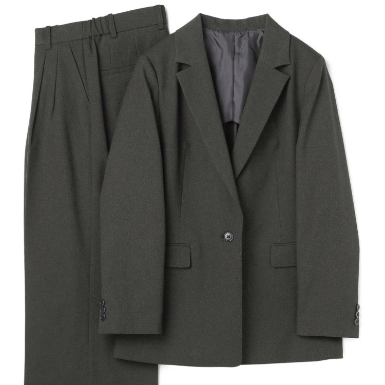 シルバーライン 【RELAX WIDE】【秋冬】 1釦シングルジャケットワイドパンツスーツ/グレー/4S SUSTAINABILITY&ECOLOGY FABRIC/※パンツ裾上げ済仕様 グレー中間