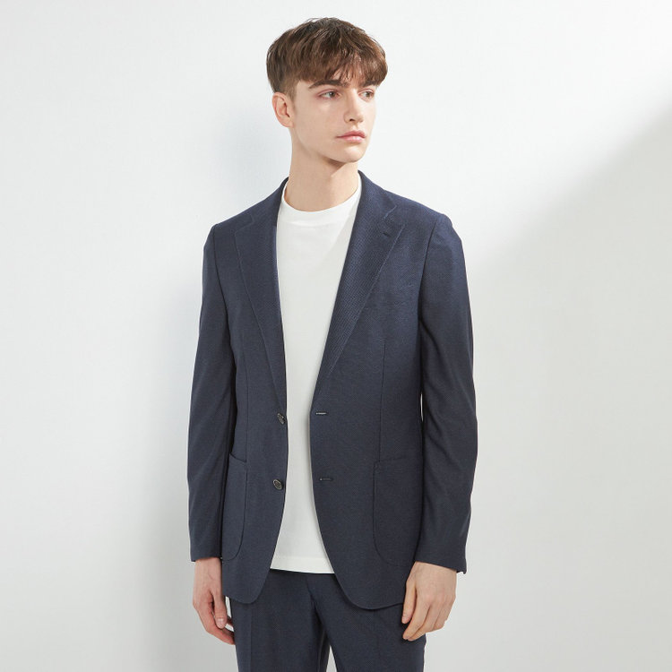 シルバーライン 【CLASSICO TAPERED】【春夏】2釦シングルジャケット/ネイビー/パッチポケット/4S SUSTAINABILITY&ECOLOGY FABRIC 紺濃色