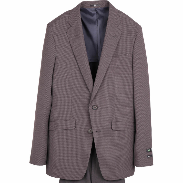 スーツセレクト 【SLIM TAPERED_2】【春夏】コーディネートパンツ付き/2釦シングルスーツ 0タック/ブラウン×ハウンドトゥース+グレー×ソリッドパンツ/4S SUSTAINABILITY&ECOLOGY FABRIC/※パンツ裾上げ済仕様 ブラウン系(茶)