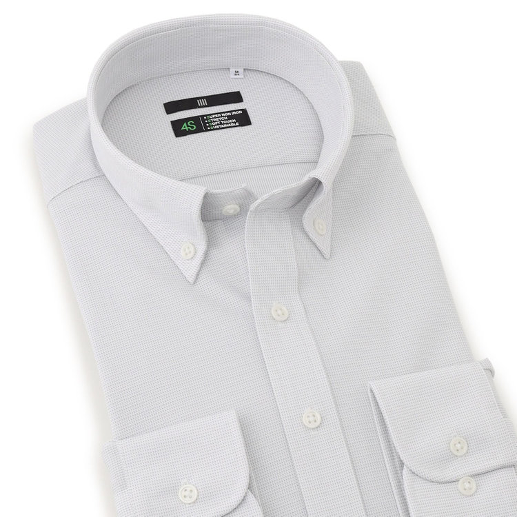 ブラックライン 【発送在庫あり】【BL】【スーパーノンアイロン】ボタンダウンドレスワイシャツ/グレー×ドビー/SUPER NON IRON 4S SUSTAINABLE/Oil guard グレー淡色