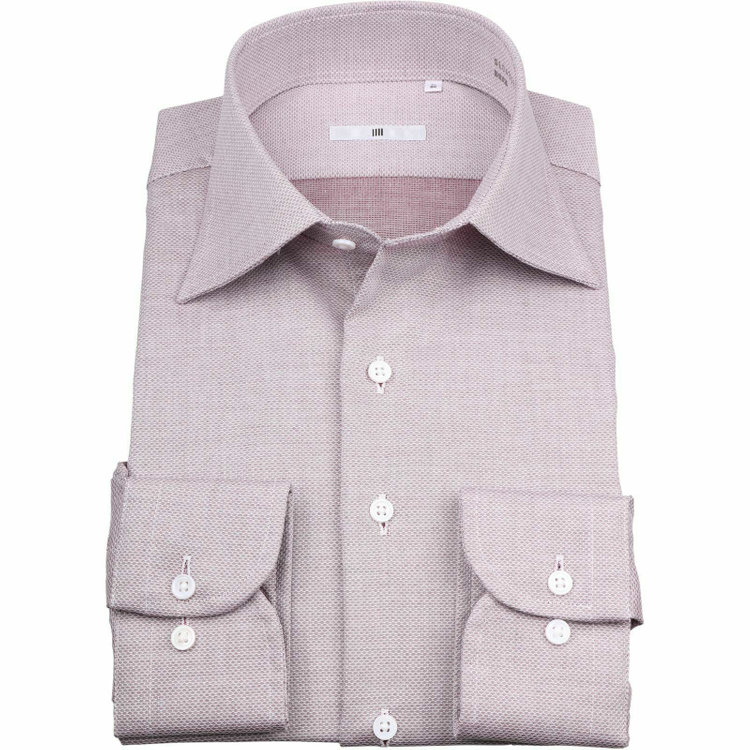 ブラックライン 【WEB限定/OUTLET】【SL】【形態安定】ワイドカラードレスワイシャツ/ブラウン×ドビー ブラウン系(茶)