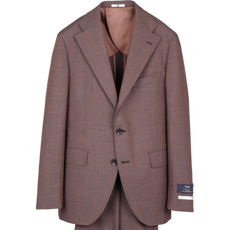 スーツセレクト 【発送在庫あり】【CLASSICO TAPERED】【春夏】3釦段返りシングルスーツ 2タック/ブラウン/MARZOTTO ブラウン系(茶)
