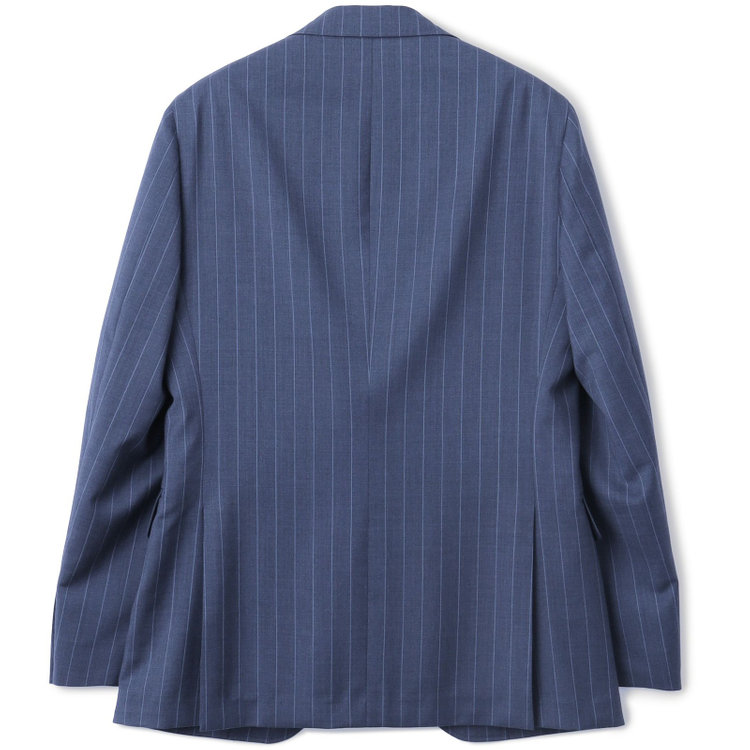 シルバーライン 【CLASSICO TAPERED】【春夏】3釦段返りシングルスーツ 2タック/ネイビー×ストライプ/ウエストムーブ仕様/MARZOTTO/※パンツ裾直し必要 紺淡色