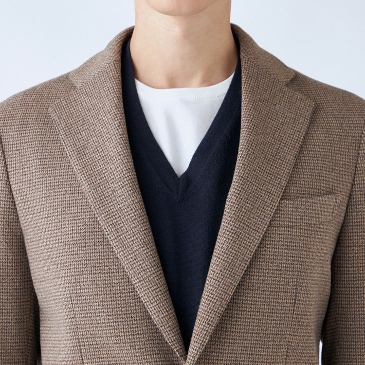 シルバーライン 【RBC】【秋冬】2釦ジャケット/ブラウン×チェック/パッチポケット/4S SUSTAINABILITY&ECOLOGY FABRIC 茶中間